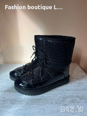 MOHITO Черни боти тип апрески 38 номер с блестящи връзки и лачено и матово лого на марката 🖤🖤🖤, снимка 5 - Дамски боти - 52400517