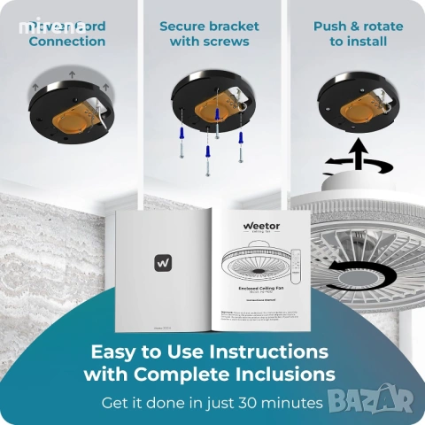 Вентилатор за таван ЛЕД LED осветление 50см 6 скорости дистанционно, снимка 3 - Полилеи - 53298596