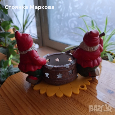 Коледен свещник с елфи, снимка 3 - Коледни подаръци - 52562598