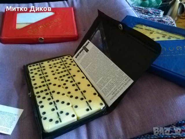 Домино марково ново 28 пула кожен калъф костни пулове 20х45мм, снимка 7 - Домино - 40000427