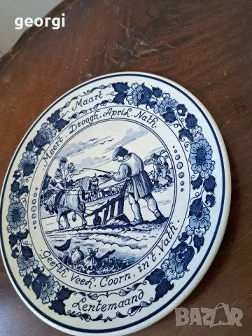 холандска декоративна порцеланова чиния Delft   11/2, снимка 2 - Декорация за дома - 49059659