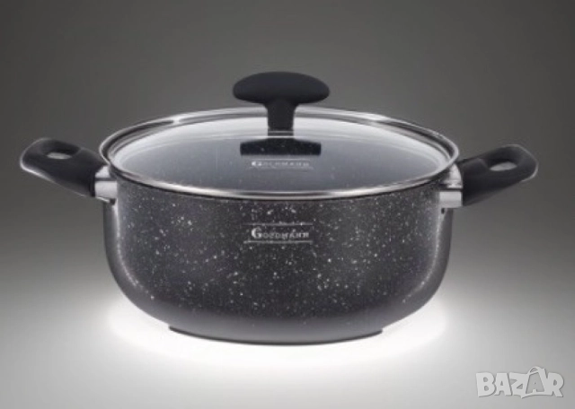 Тенджера Goldmann, Алуминий, Мрам. покр., Черен, снимка 3 - Други - 51947567