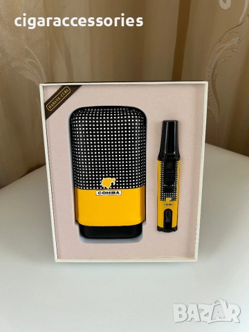 Комплект Cohiba – калъф от естествена кожа и метална запалка
