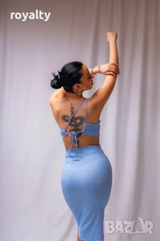 Синя стилна дамска рокля , снимка 2 - Рокли - 50049042