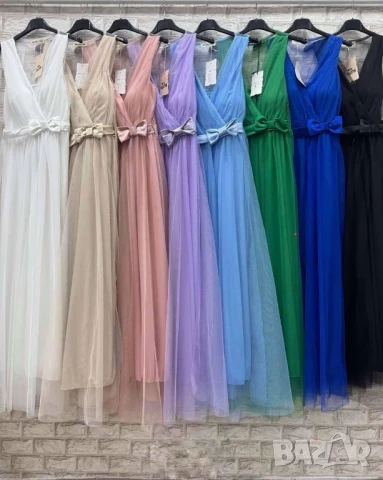 🎀Дамски дълги официални рокли с тюл и панделка  , снимка 2 - Рокли - 50622810