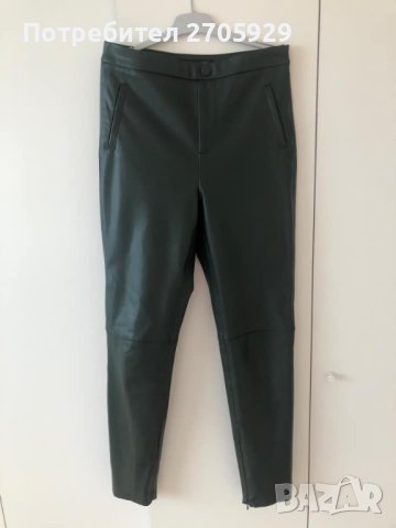 Zara зелен кожен панталон/клин, размер S, снимка 6 - Панталони - 44260367