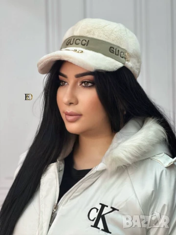 Пухена шапка с козирка gucci, снимка 4 - Шапки - 51427031
