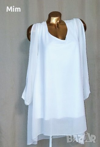 L/XL Бяла туника с дълъг ръкав 