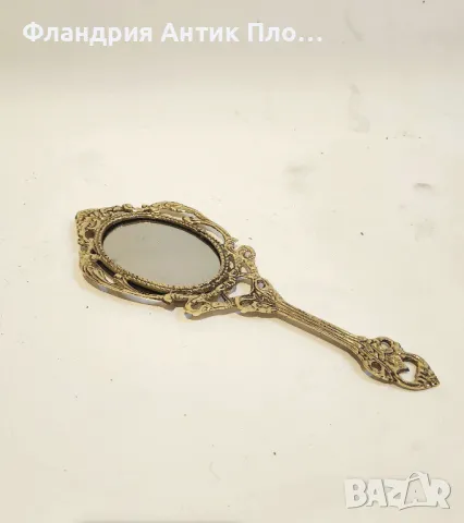 Декоративно ръчно огледало от метал - голд