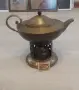 Старинен  чайник с поставка и спиртник месинг за ценители , снимка 8