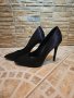 Дамски официални сатенени обувки на тънък ток тъмносини номер 38, снимка 3