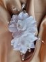 Сватбен аксесоар-гребен с цветя от органза и перлички , снимка 12