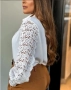 Дамска Бяла Риза С Брюкселска Дантела И Яка Код S326, снимка 3