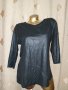 OBJECT L Черна блуза от еко кожа с тричетвърти ръкав , снимка 1 - Блузи с дълъг ръкав и пуловери - 42763578