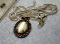 РЕТРО АРТ СРЕБЪРЕН ПЕНДАНТ с ПОЛИРАН ЛУНЕН КАМЪК и ФИНА СРЕБЪРНА ВЕРИЖКА СРЕБРО 925 ПРОБА 27067, снимка 11