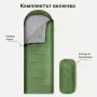 Туристически спален чувал 2 в 1 с качулка, 210 × 75 см, зелен, снимка 7