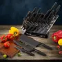 Комплект кухненски ножове 17 части със стойка и ножица от неръждаема стомана, снимка 2
