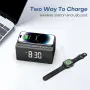 ANJANK Дървен Bluetooth високоговорител с будилник и FM радио, безжична станция за зареждане , снимка 5