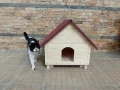 Голяма дървена къща за котки , къща колиба за коте куче , комашен любимец семейство котки, снимка 1