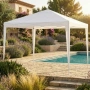 Градинска шатра тип "павилион", 3x3м, Водоустойчива, Прахово боядисана стомана, Бяла, снимка 4