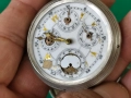 Стар сребърен джобен часовник календар Tavannes, снимка 3