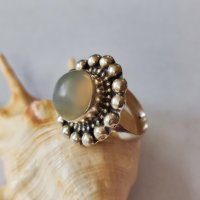 Сребърен пръстен с лунен камък, снимка 4 - Пръстени - 44366909