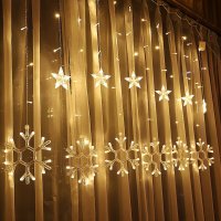 Коледни Лампички тип Завеса , Звезди , Снежинки , Елени , , снимка 4 - Декорация за дома - 42495505