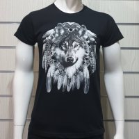 Нова мъжка тениска с дигитален печат Вълк - Ловец за сънища, Вълци, снимка 2 - Тениски - 29887399