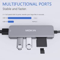 MOKiN USB Type-C Hub 5 в 1, 2xUSB 3.0, HDMI, TF/SD четец на карти, снимка 2 - Други - 35640946