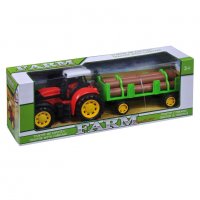 Червен трактор с ремарке и дърва, снимка 2 - Коли, камиони, мотори, писти - 39171032