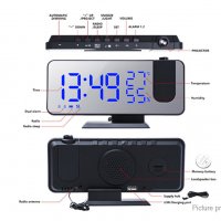 Радио часовник с функция прожекция, термометър, влагомер EN8827, снимка 4 - Радиокасетофони, транзистори - 37683958