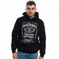 Нов мъжки черен суичър с трансферен печат JACK DANIELS (Джак Даниелс), снимка 15 - Суичъри - 27530829