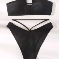 Черен бански с висока талия, снимка 4 - Бански костюми - 35247975