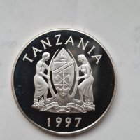 TANZANIA 🇹🇿 500 SHILLINGS 🇹🇿 1997 SILVER PROOF DCAM 1 OZ , снимка 2 - Нумизматика и бонистика - 32137376