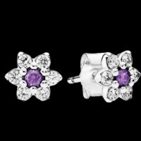 Дизайнерски сребърни обеци цветя,колекция"Flowers",purple/нови, снимка 1 - Колиета, медальони, синджири - 42649202