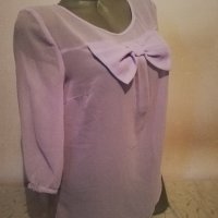 Елегантна лилава полупрозрачна блуза р-р Л, снимка 3 - Корсети, бюстиета, топове - 36804675