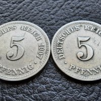 Стара монета 5 пфенига 1907 г. буква А ,2 броя - Германия- топ цена, снимка 6 - Нумизматика и бонистика - 39766966