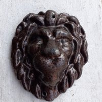 Лъвска глава апликация от чугун, снимка 2 - Антикварни и старинни предмети - 39908555