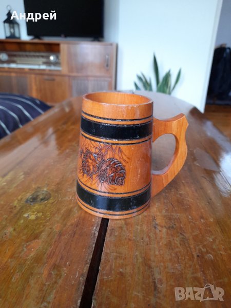Стара дървена чаша,халба, снимка 1