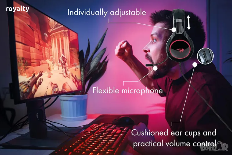 Геймърски слушалки с микрофон Schwaiger GH50, снимка 1