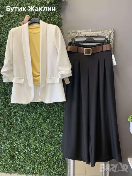 Дамски панталон и сако с камъчета, снимка 1