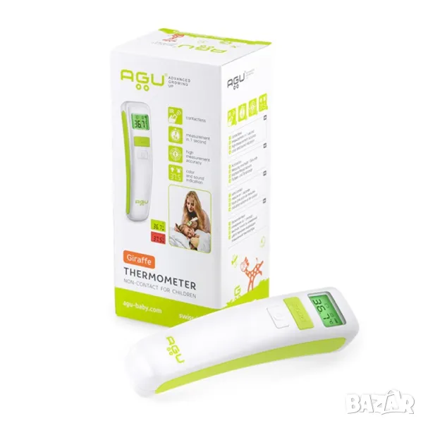 Термометър за деца AGU, Без контакт, От раждането, Жираф, снимка 1