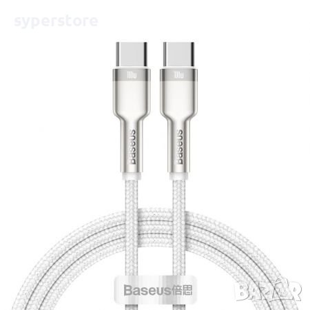 Кабел USB Type C - Type C M/M 1m 100W Baseus CATJK-C02 Бял Cable USB Type-C to Type-C, снимка 1