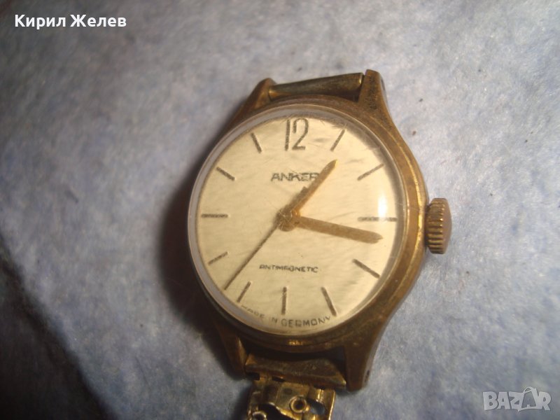 ANKER MADE in GERMANY Стар НЕМСКИ ПОЗЛАТЕН МЕХАНИЧЕН РЯДЪК ДОВОЕНЕН МОДЕЛ ЧАСОВНИК 32576, снимка 1