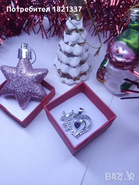 Сребърно колие с кристали , снимка 1