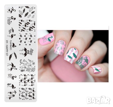 XY-H07 Хаваи Фламинго тясна щампа шаблон за печат на нокти маникюр, снимка 1