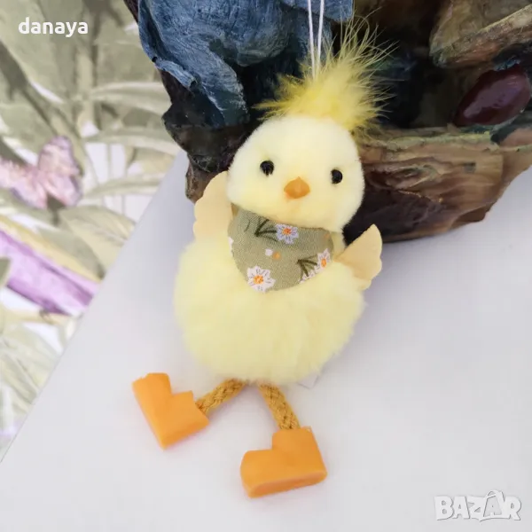 5699 Висяща великденска декорация Пиле с крачета, 12 см, снимка 1