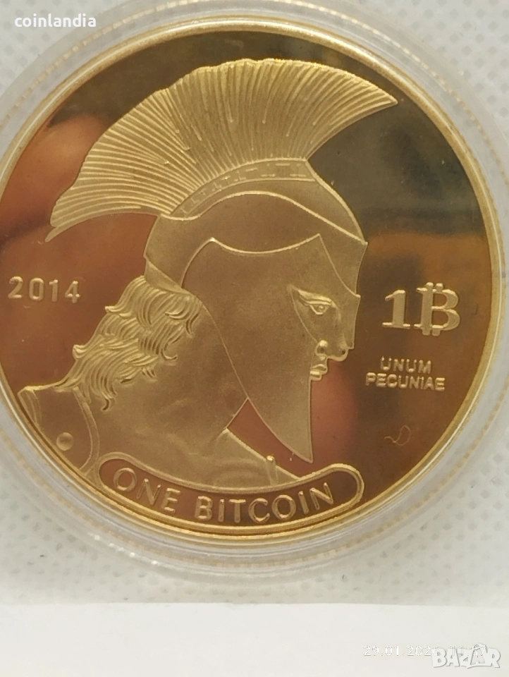 позлатена монета Биткойн репродукция , снимка 1