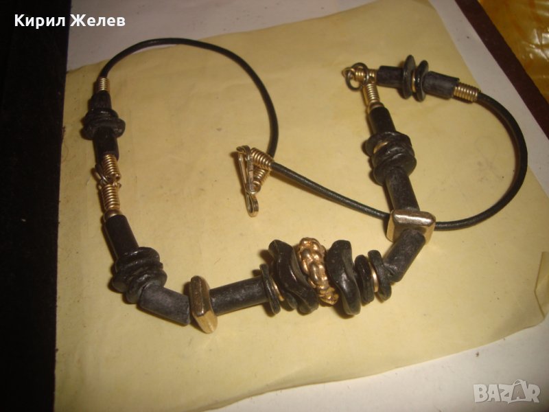 ХЕНД-МЕЙД ГЕРДАН КОЛИЕ ВИНТИДЖ БРОНЗ ПОЛИМЕРНА ГЛИНА 24347, снимка 1