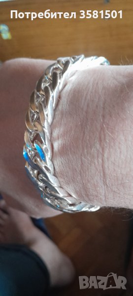 06/ Сребърна Гривна Кубинска плетка-93гр.🇧🇬, снимка 1